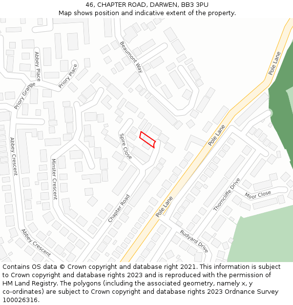 46, CHAPTER ROAD, DARWEN, BB3 3PU: Location map and indicative extent of plot