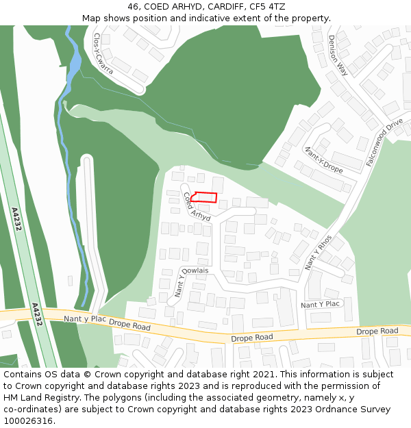 46, COED ARHYD, CARDIFF, CF5 4TZ: Location map and indicative extent of plot