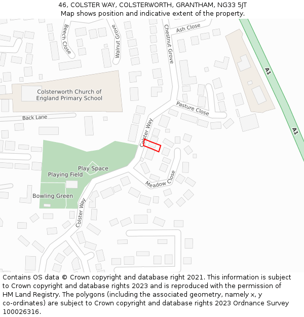 46, COLSTER WAY, COLSTERWORTH, GRANTHAM, NG33 5JT: Location map and indicative extent of plot