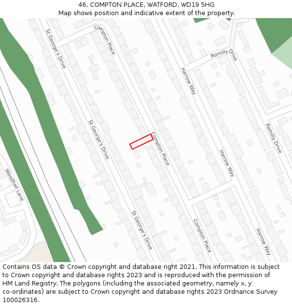 46, COMPTON PLACE, WATFORD, WD19 5HG: Location map and indicative extent of plot