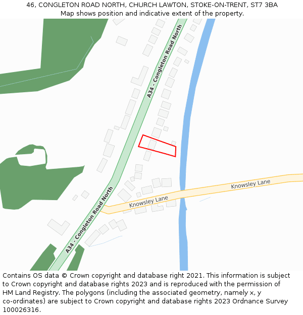 46, CONGLETON ROAD NORTH, CHURCH LAWTON, STOKE-ON-TRENT, ST7 3BA: Location map and indicative extent of plot