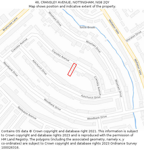 46, CRANSLEY AVENUE, NOTTINGHAM, NG8 2QY: Location map and indicative extent of plot