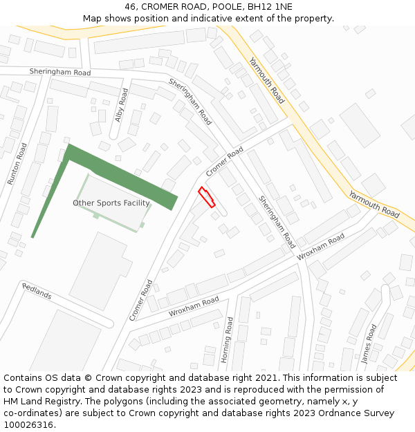 46, CROMER ROAD, POOLE, BH12 1NE: Location map and indicative extent of plot