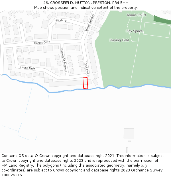 46, CROSSFIELD, HUTTON, PRESTON, PR4 5HH: Location map and indicative extent of plot