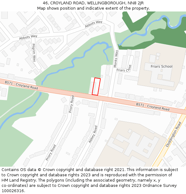 46, CROYLAND ROAD, WELLINGBOROUGH, NN8 2JR: Location map and indicative extent of plot