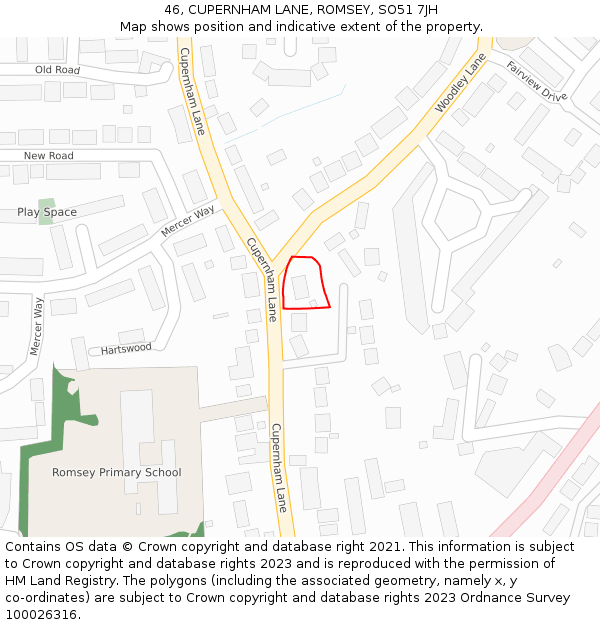 46, CUPERNHAM LANE, ROMSEY, SO51 7JH: Location map and indicative extent of plot