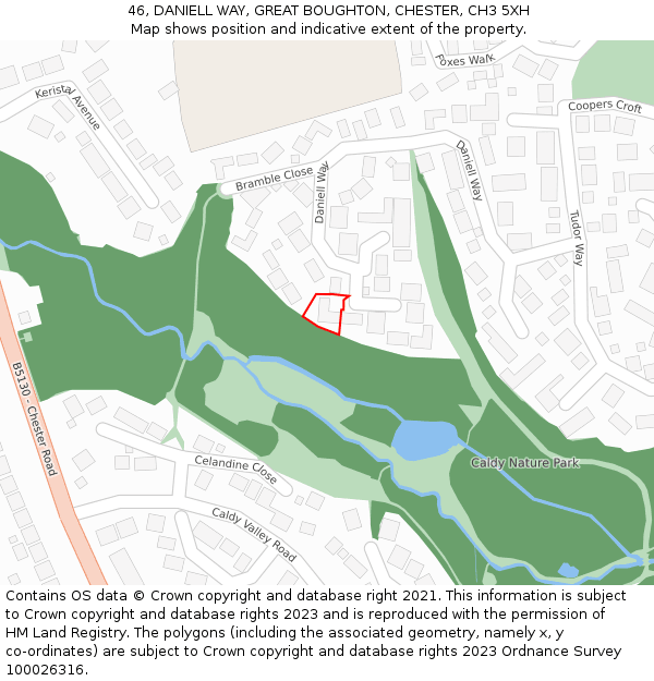 46, DANIELL WAY, GREAT BOUGHTON, CHESTER, CH3 5XH: Location map and indicative extent of plot