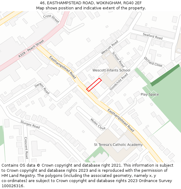 46, EASTHAMPSTEAD ROAD, WOKINGHAM, RG40 2EF: Location map and indicative extent of plot
