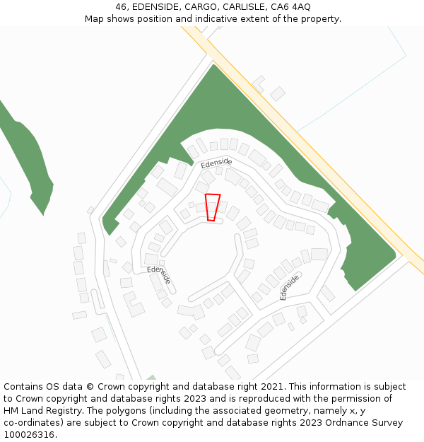 46, EDENSIDE, CARGO, CARLISLE, CA6 4AQ: Location map and indicative extent of plot