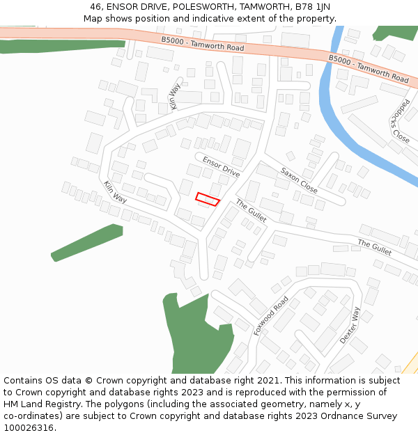 46, ENSOR DRIVE, POLESWORTH, TAMWORTH, B78 1JN: Location map and indicative extent of plot