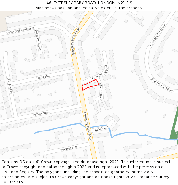 46, EVERSLEY PARK ROAD, LONDON, N21 1JS: Location map and indicative extent of plot