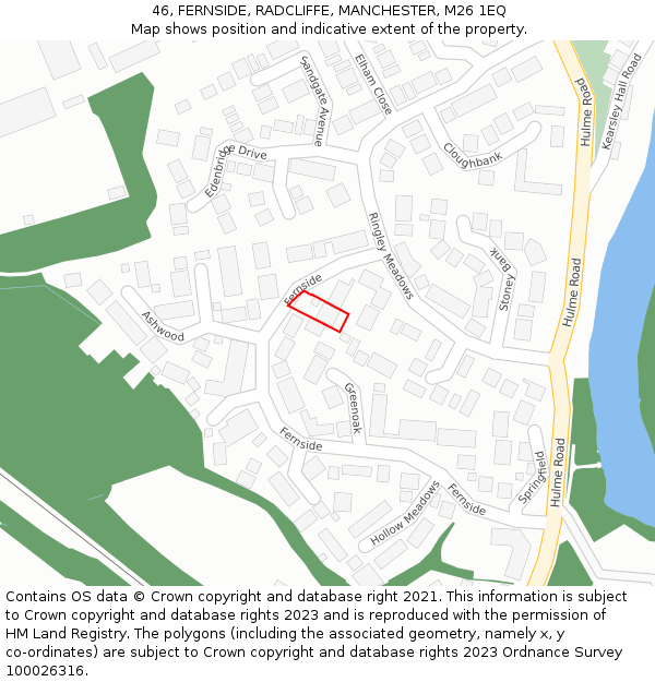 46, FERNSIDE, RADCLIFFE, MANCHESTER, M26 1EQ: Location map and indicative extent of plot