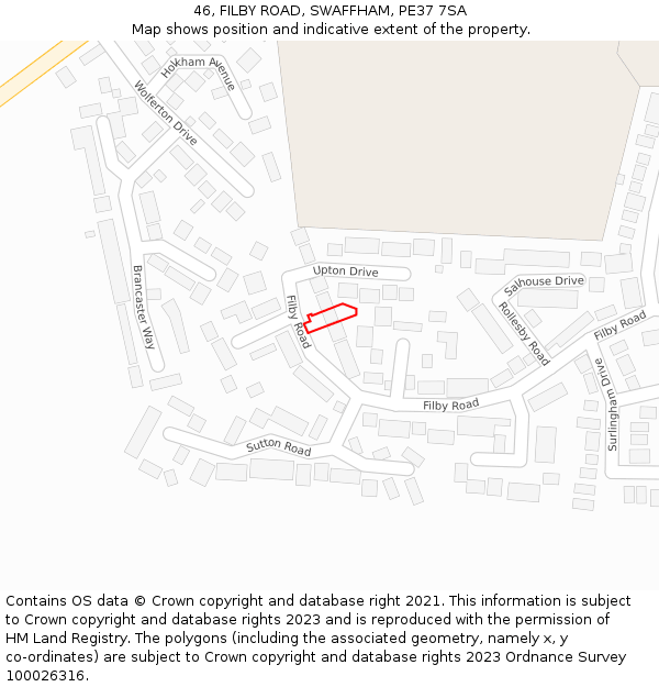 46, FILBY ROAD, SWAFFHAM, PE37 7SA: Location map and indicative extent of plot