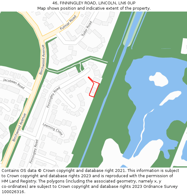 46, FINNINGLEY ROAD, LINCOLN, LN6 0UP: Location map and indicative extent of plot