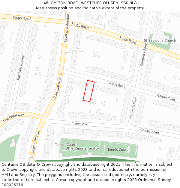 46, GALTON ROAD, WESTCLIFF-ON-SEA, SS0 8LA: Location map and indicative extent of plot