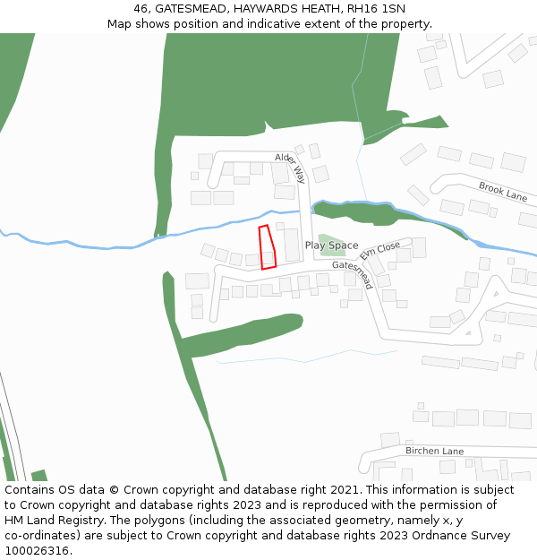 46, GATESMEAD, HAYWARDS HEATH, RH16 1SN: Location map and indicative extent of plot