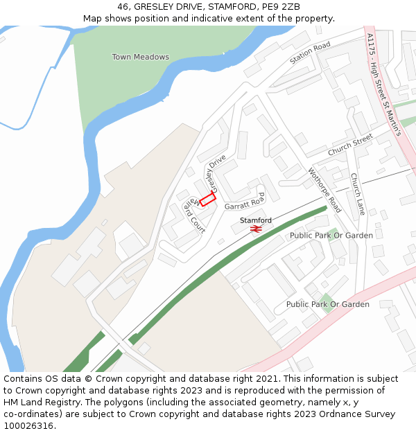 46, GRESLEY DRIVE, STAMFORD, PE9 2ZB: Location map and indicative extent of plot