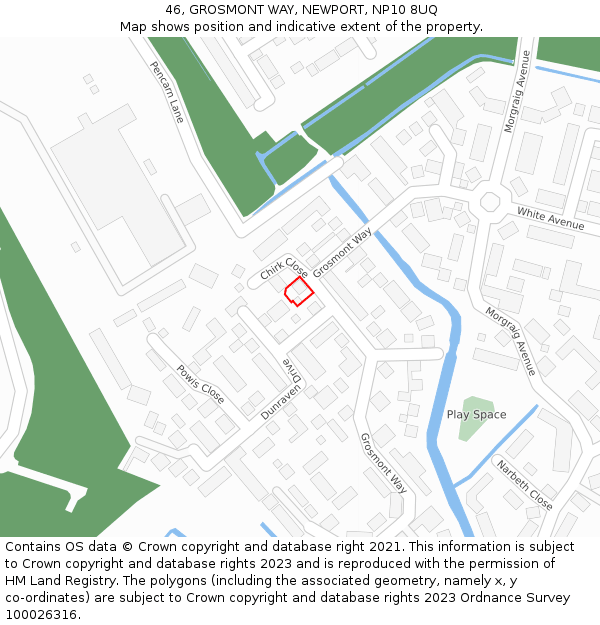 46, GROSMONT WAY, NEWPORT, NP10 8UQ: Location map and indicative extent of plot