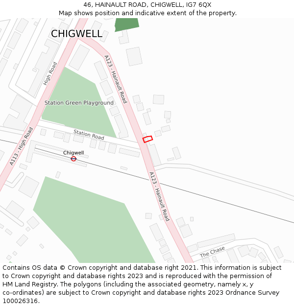 46, HAINAULT ROAD, CHIGWELL, IG7 6QX: Location map and indicative extent of plot
