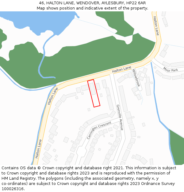 46, HALTON LANE, WENDOVER, AYLESBURY, HP22 6AR: Location map and indicative extent of plot