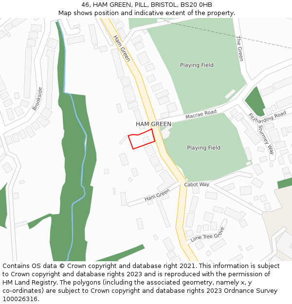 46, HAM GREEN, PILL, BRISTOL, BS20 0HB: Location map and indicative extent of plot