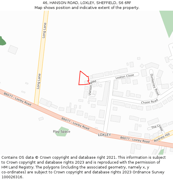 46, HANSON ROAD, LOXLEY, SHEFFIELD, S6 6RF: Location map and indicative extent of plot