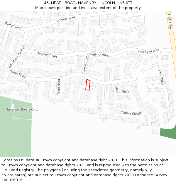 46, HEATH ROAD, NAVENBY, LINCOLN, LN5 0TT: Location map and indicative extent of plot