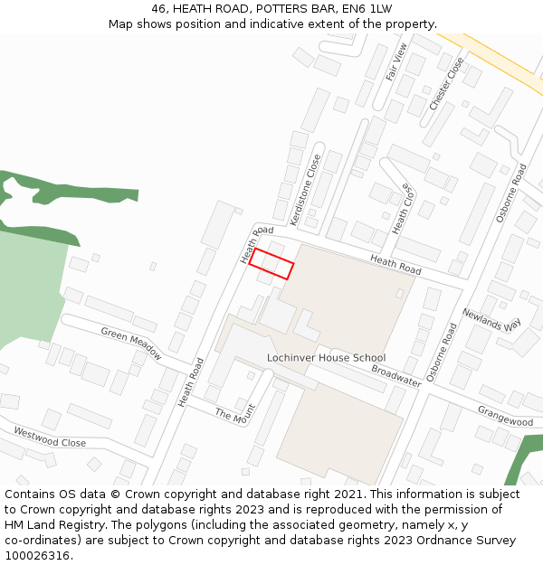 46, HEATH ROAD, POTTERS BAR, EN6 1LW: Location map and indicative extent of plot