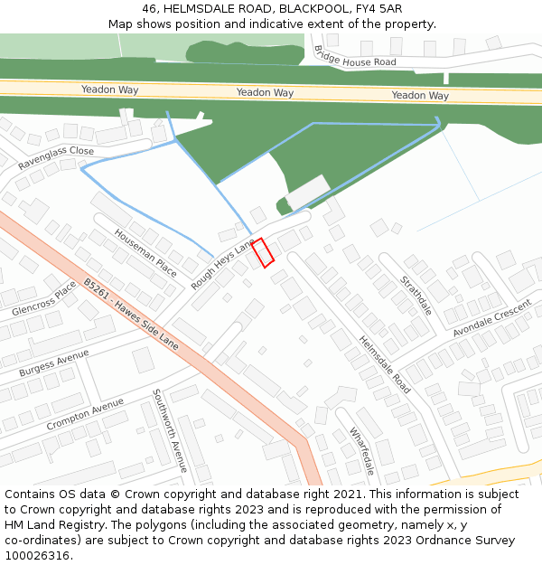 46, HELMSDALE ROAD, BLACKPOOL, FY4 5AR: Location map and indicative extent of plot