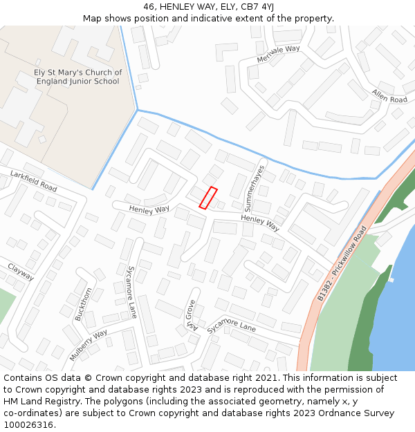 46, HENLEY WAY, ELY, CB7 4YJ: Location map and indicative extent of plot