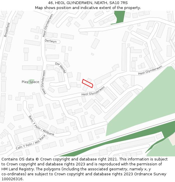 46, HEOL GLYNDERWEN, NEATH, SA10 7RS: Location map and indicative extent of plot