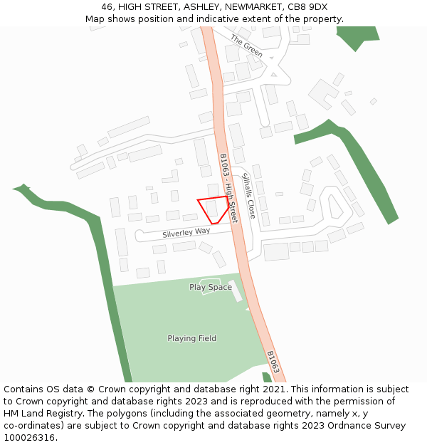 46, HIGH STREET, ASHLEY, NEWMARKET, CB8 9DX: Location map and indicative extent of plot