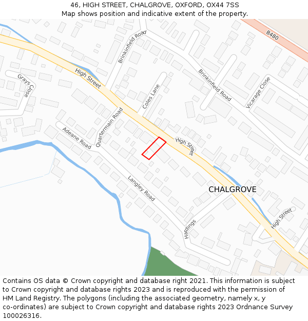 46, HIGH STREET, CHALGROVE, OXFORD, OX44 7SS: Location map and indicative extent of plot
