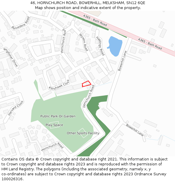 46, HORNCHURCH ROAD, BOWERHILL, MELKSHAM, SN12 6QE: Location map and indicative extent of plot