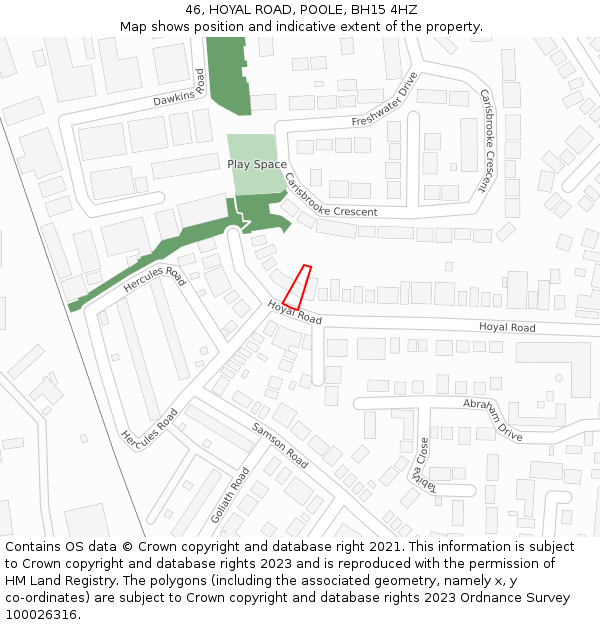 46, HOYAL ROAD, POOLE, BH15 4HZ: Location map and indicative extent of plot