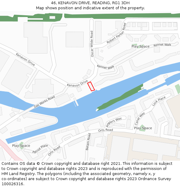 46, KENAVON DRIVE, READING, RG1 3DH: Location map and indicative extent of plot