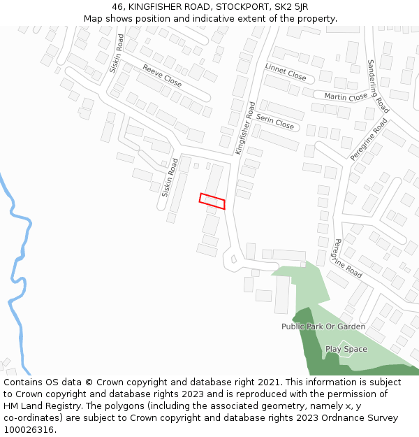 46, KINGFISHER ROAD, STOCKPORT, SK2 5JR: Location map and indicative extent of plot