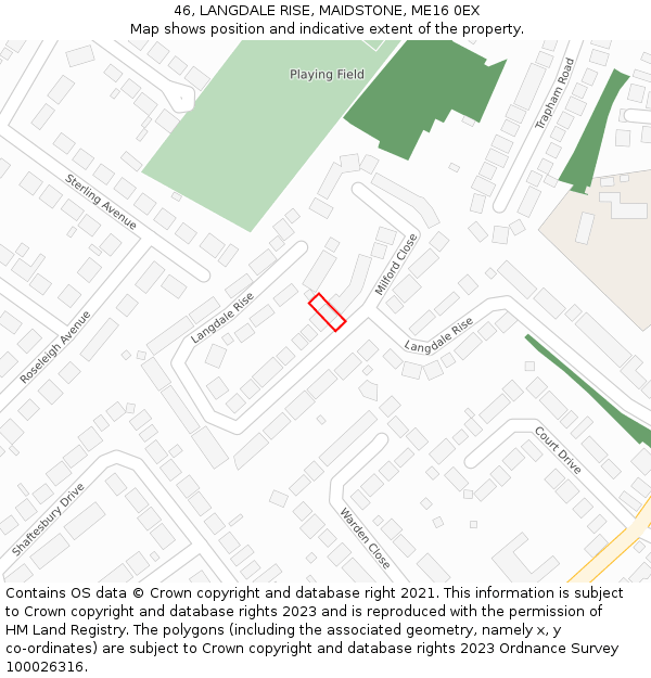 46, LANGDALE RISE, MAIDSTONE, ME16 0EX: Location map and indicative extent of plot