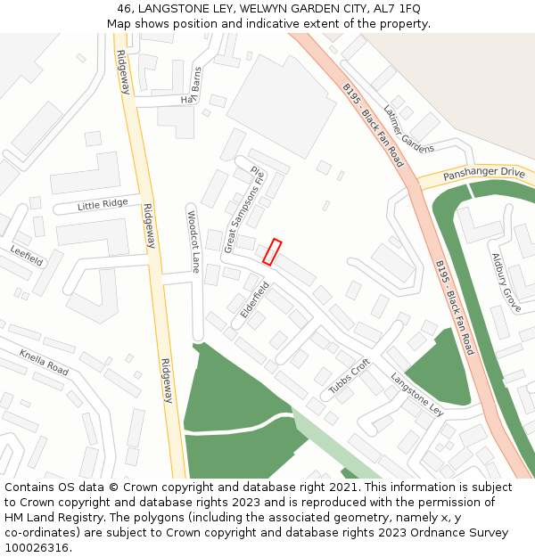 46, LANGSTONE LEY, WELWYN GARDEN CITY, AL7 1FQ: Location map and indicative extent of plot