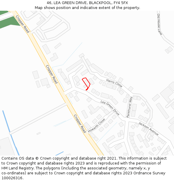 46, LEA GREEN DRIVE, BLACKPOOL, FY4 5FX: Location map and indicative extent of plot