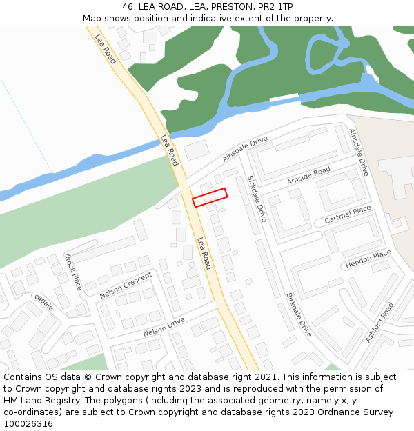 46, LEA ROAD, LEA, PRESTON, PR2 1TP: Location map and indicative extent of plot