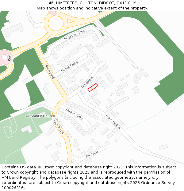 46, LIMETREES, CHILTON, DIDCOT, OX11 0HY: Location map and indicative extent of plot