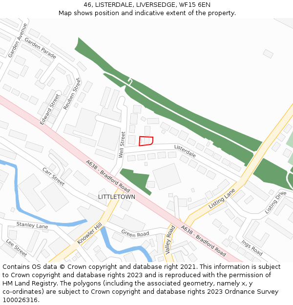 46, LISTERDALE, LIVERSEDGE, WF15 6EN: Location map and indicative extent of plot