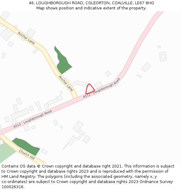 46, LOUGHBOROUGH ROAD, COLEORTON, COALVILLE, LE67 8HG: Location map and indicative extent of plot