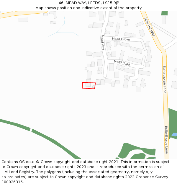 46, MEAD WAY, LEEDS, LS15 9JP: Location map and indicative extent of plot