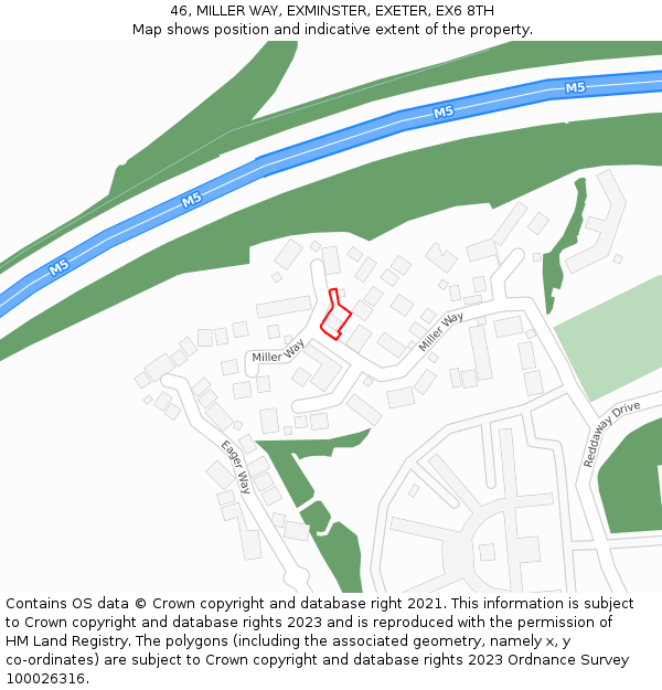 46, MILLER WAY, EXMINSTER, EXETER, EX6 8TH: Location map and indicative extent of plot