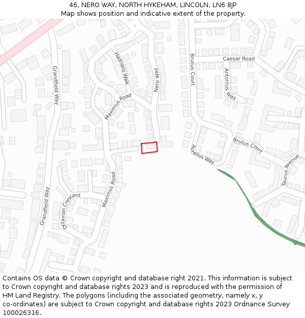 46, NERO WAY, NORTH HYKEHAM, LINCOLN, LN6 8JP: Location map and indicative extent of plot