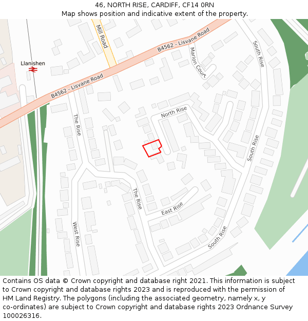 46, NORTH RISE, CARDIFF, CF14 0RN: Location map and indicative extent of plot