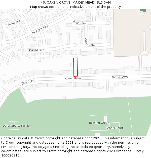 46, OAKEN GROVE, MAIDENHEAD, SL6 6HH: Location map and indicative extent of plot