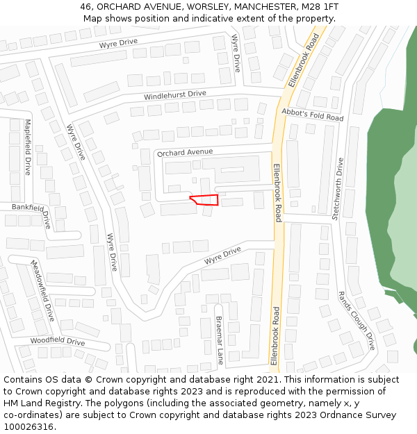 46, ORCHARD AVENUE, WORSLEY, MANCHESTER, M28 1FT: Location map and indicative extent of plot
